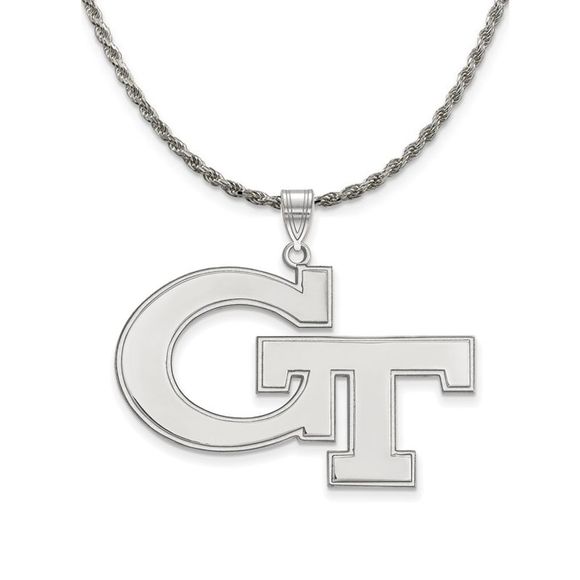Sterling Silver Georgia Technology XL Pendant Necklace - 20 Inch